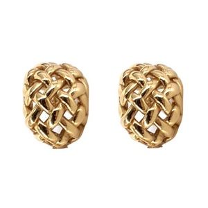 *Just sold* 14k Vintage ‘VANNERIE' Basket Weave Earrings. Heavy & substancial.